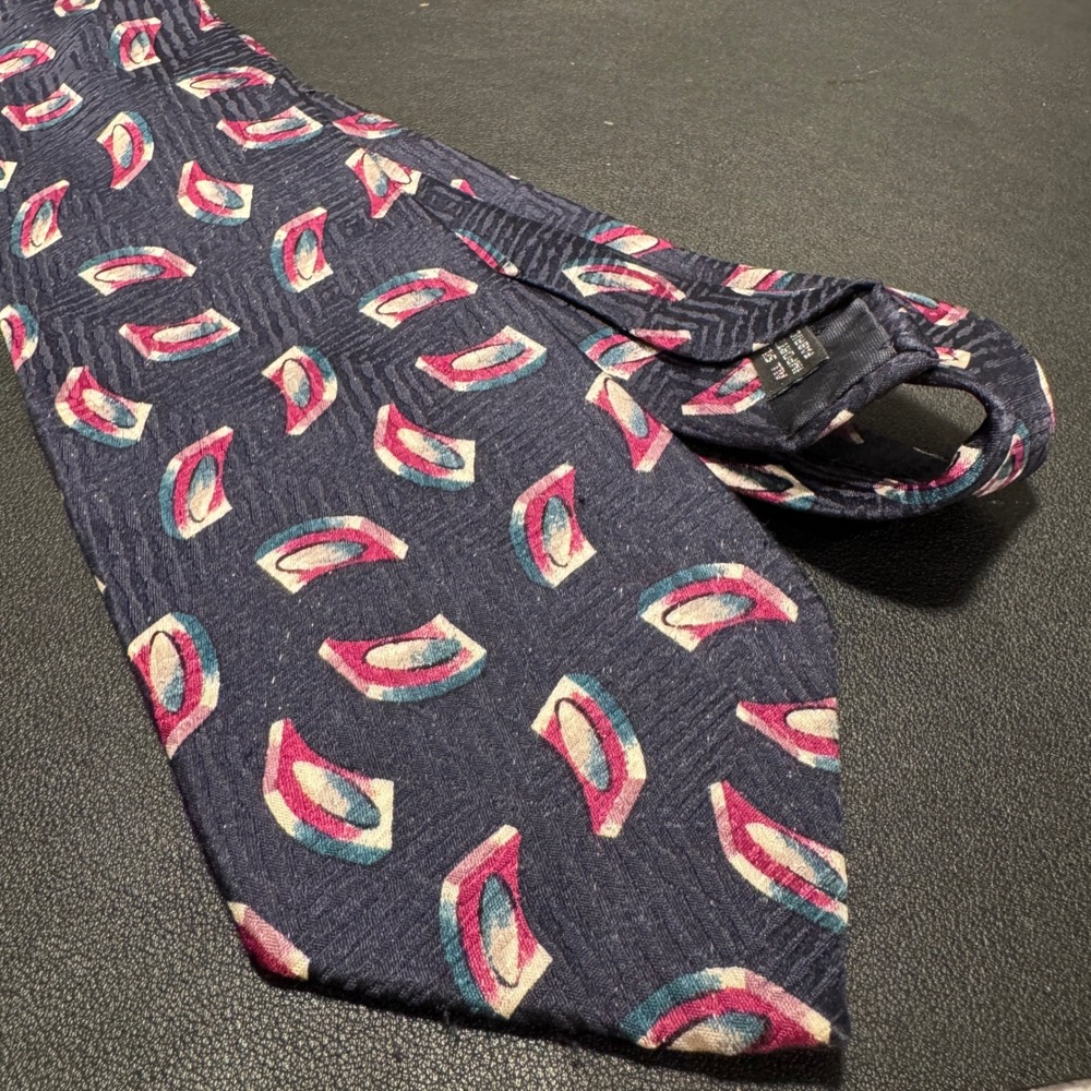 Givenchy Tie Blue Pink‎ Geometric 100% Silk Luxury Designer Vintage USA Made